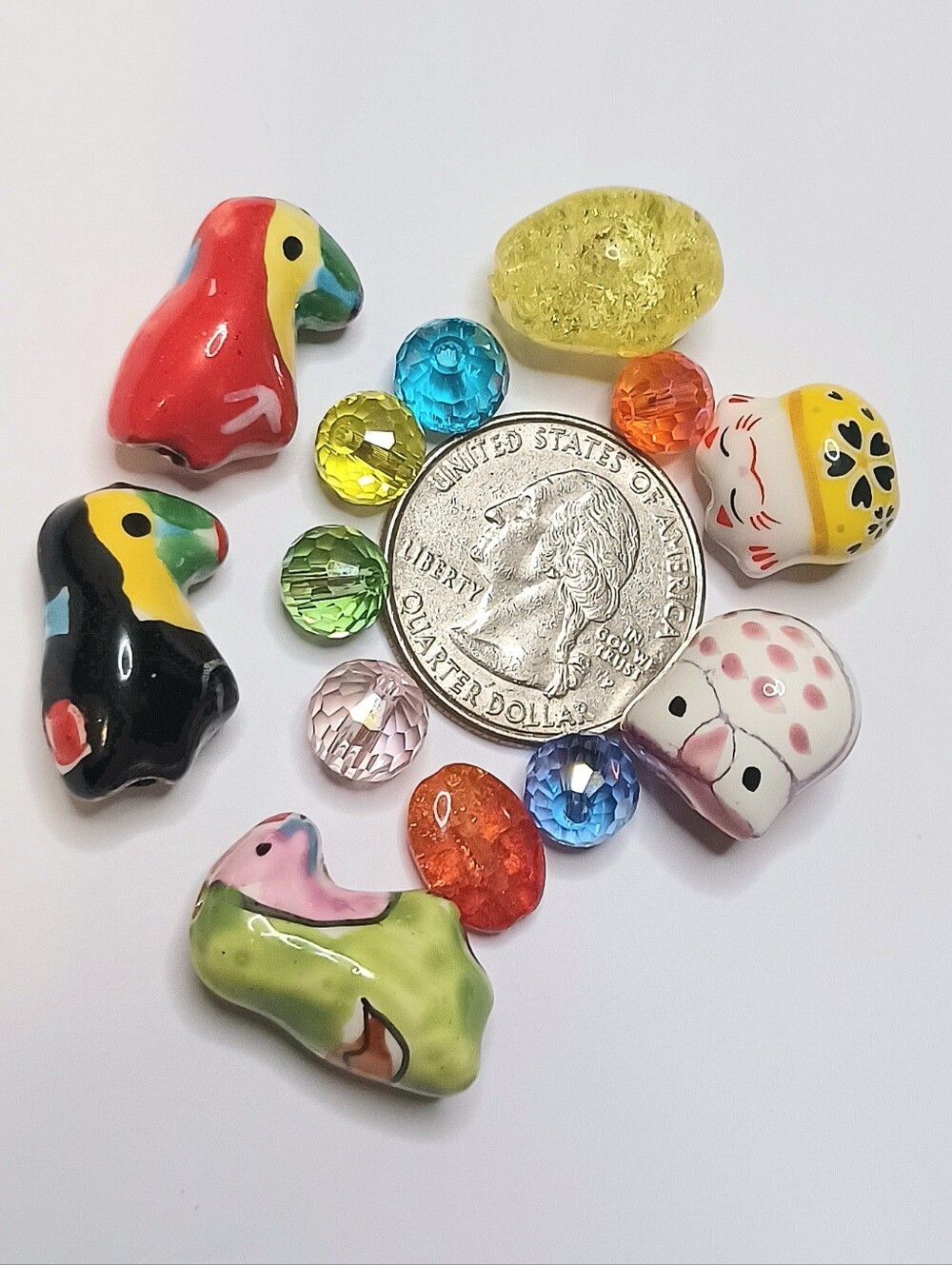Ceramic and Glass Bead mix for jewelry-making 100pcs - Picture 2 of 2